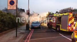 Car fire in Acton