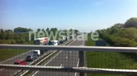 Traffic backed up on the A30