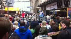Waterloo Station extremely crowded before the Diamond Jubilee Thames Pageant