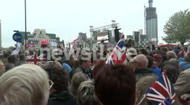 Crowds wait expectatntly for the Queen to pass - Jubilee Floilla