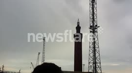 Olympic Torch abseil Grimsby Dock Tower