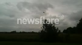 Goodyear Blimp over the Cardington Hanger skies