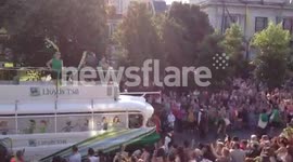 Crowds Await The Torch Arrival At Islington Town Hall