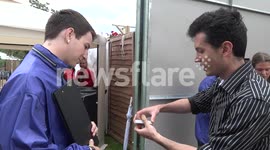 Magician Angelo Pangalos performing for Olympics stewards