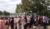 Crowd watching swimming at Hyde Park