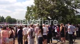 Crowd watching swimming at Hyde Park