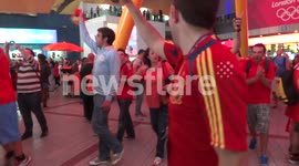 Spanish Fans Celebrating the teams win in the Basketball QF