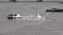 Ben Ainslie showing his skills to fans on Westminster Bridge