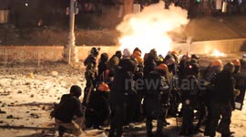 Battle between riot police and protesters in Ukraine.