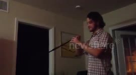 Man gets shot with a blow dart gun