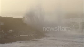Waves breaking over 200ft cliff - Brigid Storm Hits Sennen