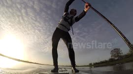 Man films himself paddleboarding through floods on Somerset Levels