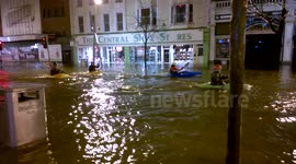 Cork Flooding: Canoeing along Cork's Grand Parade 2, 4th Feb 2014