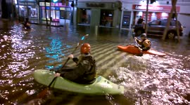 Cork Flooding: Canoeing on the Grand Parade 1, Cork, Ireland, 4th Feb 2014