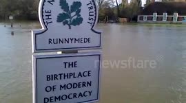 Runnymede and the road become part of the Thames 11th Feb 2014