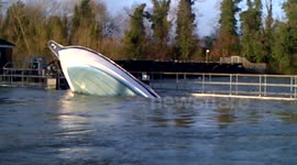 upturned boat on bell weir egham