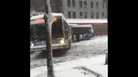 Bus-mageddon! Multiple MTA New York City Transit buses trapped in NYC snow on 34th Street