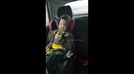 Child falls asleep while eating ice cream