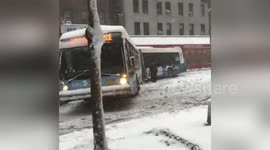 Newsflare Edit - Multiple MTA New York City Transit buses trapped in NYC snow on 34th Street