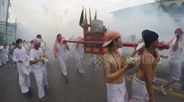 Firecracker Storm during Phuket Vegetarian Festival 2015