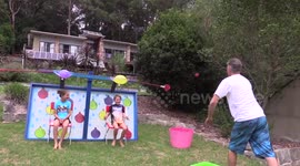 Australian dad makes the most of the heatwave with water games