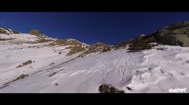 Man throws rock at drone on mountain peak!!