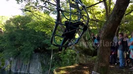 Daredevils Thrown Off Cliffs - In A Human Catapult