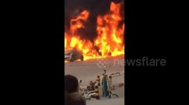 Major vehicle fire caught on camera in China