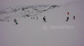 Newsflare Edit - GoPro catches skier crashing into woman on slopes