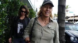Tennis Legend Martina Navratilova has nothing to say to the paparazzi as she and her wife Julie Lemigova are spotted in Beverly Hills, Ca