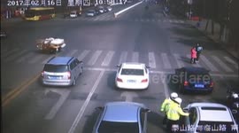 Police officer dragged along road by car