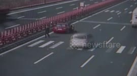 Police help man after he loses cash on motorway