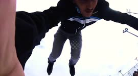 Dude nails super-impressive front flip on rollerblades