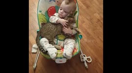 Baby and kitty