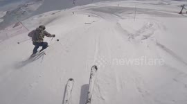 High speed crash during ski cross race