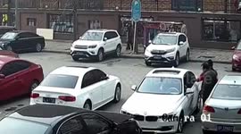 Driver struggling to park ends up ploughing into other car