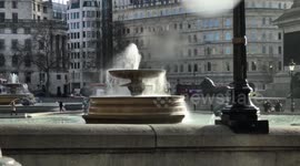 Trafalgar Square fountains struggle to cope with Storm Doris winds