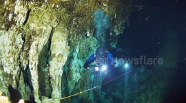 Divers explore incredible underwater cave in Mexico