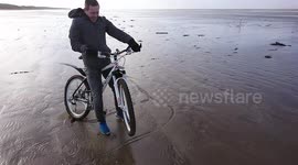 Storm Doris powers man's bike