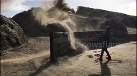 storm Doris at Brean beach