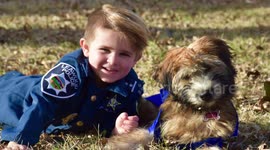 Adorable BEST FRIENDS: Puppy and Little Police Officer