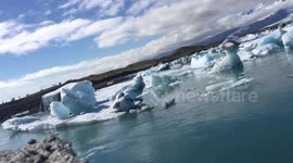 Stunning sights of floating ice in Icelandic glacier lagoon