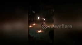Newsflare Edit - Fire dancer throws fire into crowd at Royalton Punta Cana Dominican Republic.