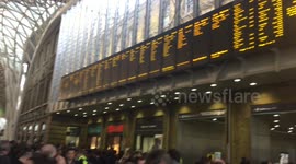 Storm Doris causes travel disruption at Kings Cross Station