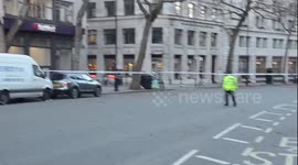High winds cause Scaffolding collapse on a building in aldwych in London