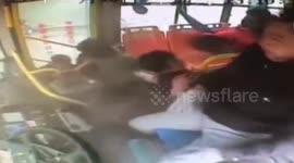 Bus crashes into pier, injuring several passengers