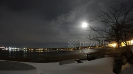 Night-Lapse of the Rising Snow Moon in Maine