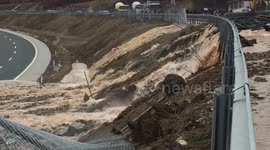 Torrents of water flood motorway