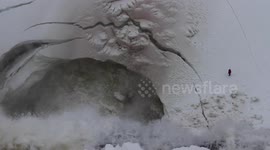 Tourists Get Dangerously Close to Huge Waterfall
