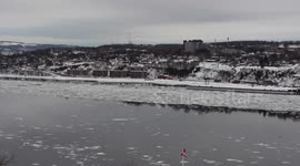 Ice floes on St Lawrence River, Canada